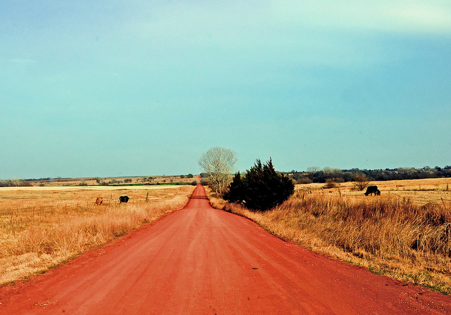 Red dirt road in Oklahoma